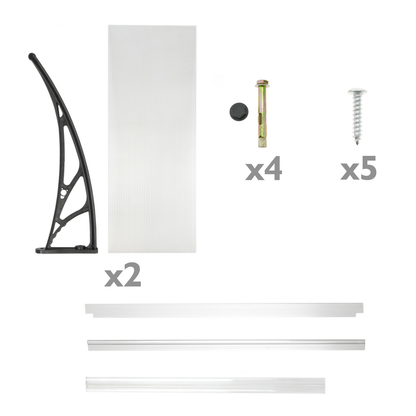 Tejadillo De Protección 80x60cm Marquesina Para Puertas Y Ventanas Negro_4