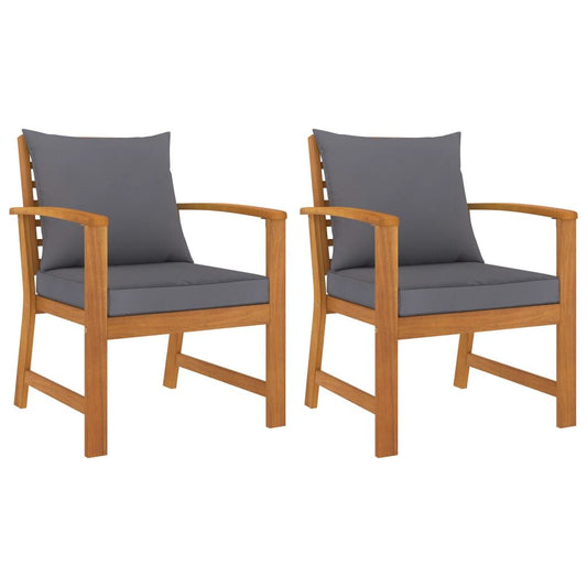 Vidaxl Sillas De Jardín Cojines Gris Oscuro 2 Uds Madera Maciza Acacia_0