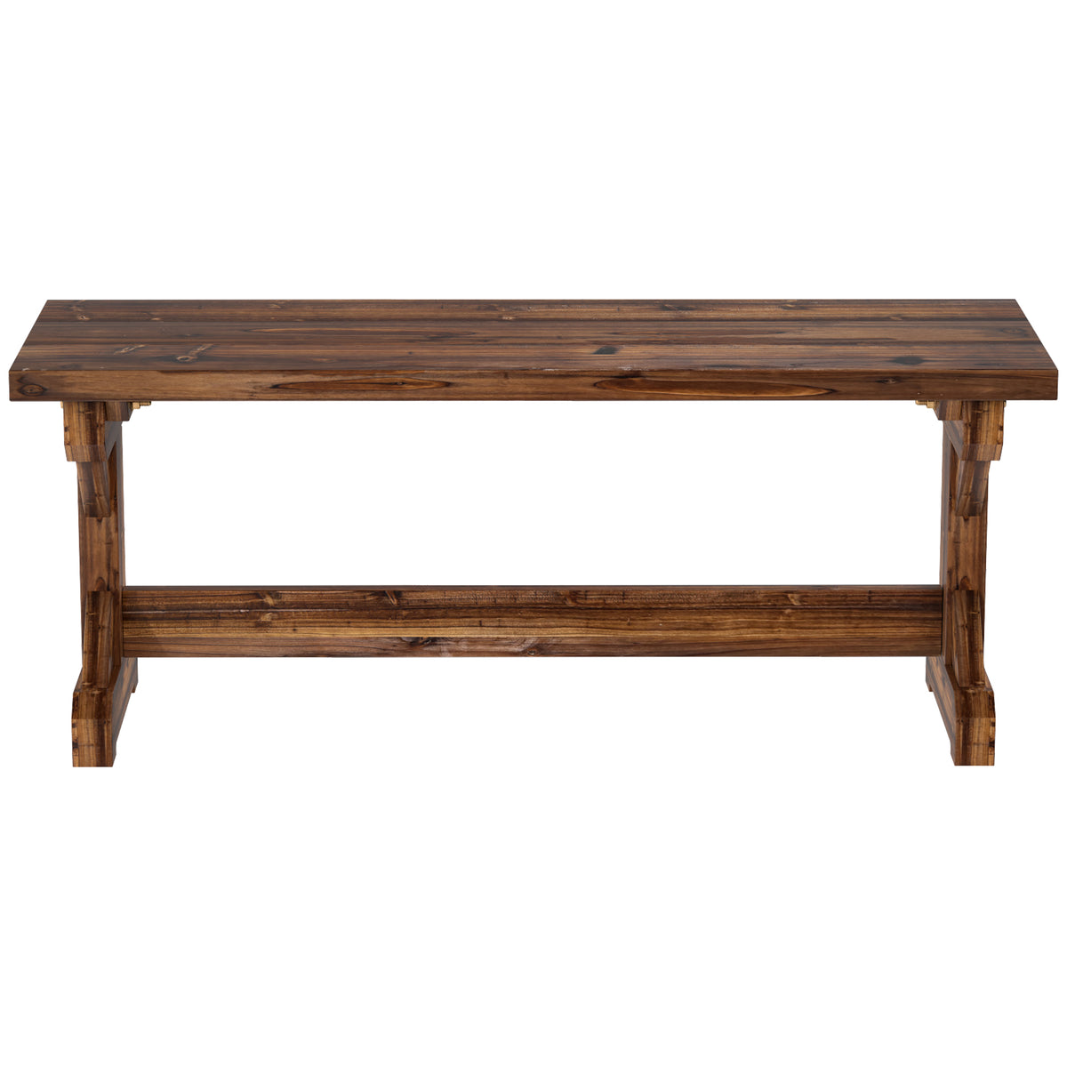 Outsunny Banco De Jardín De Madera Rústico De 2 Plazas 114x40x46 Cm Carbonizado_3