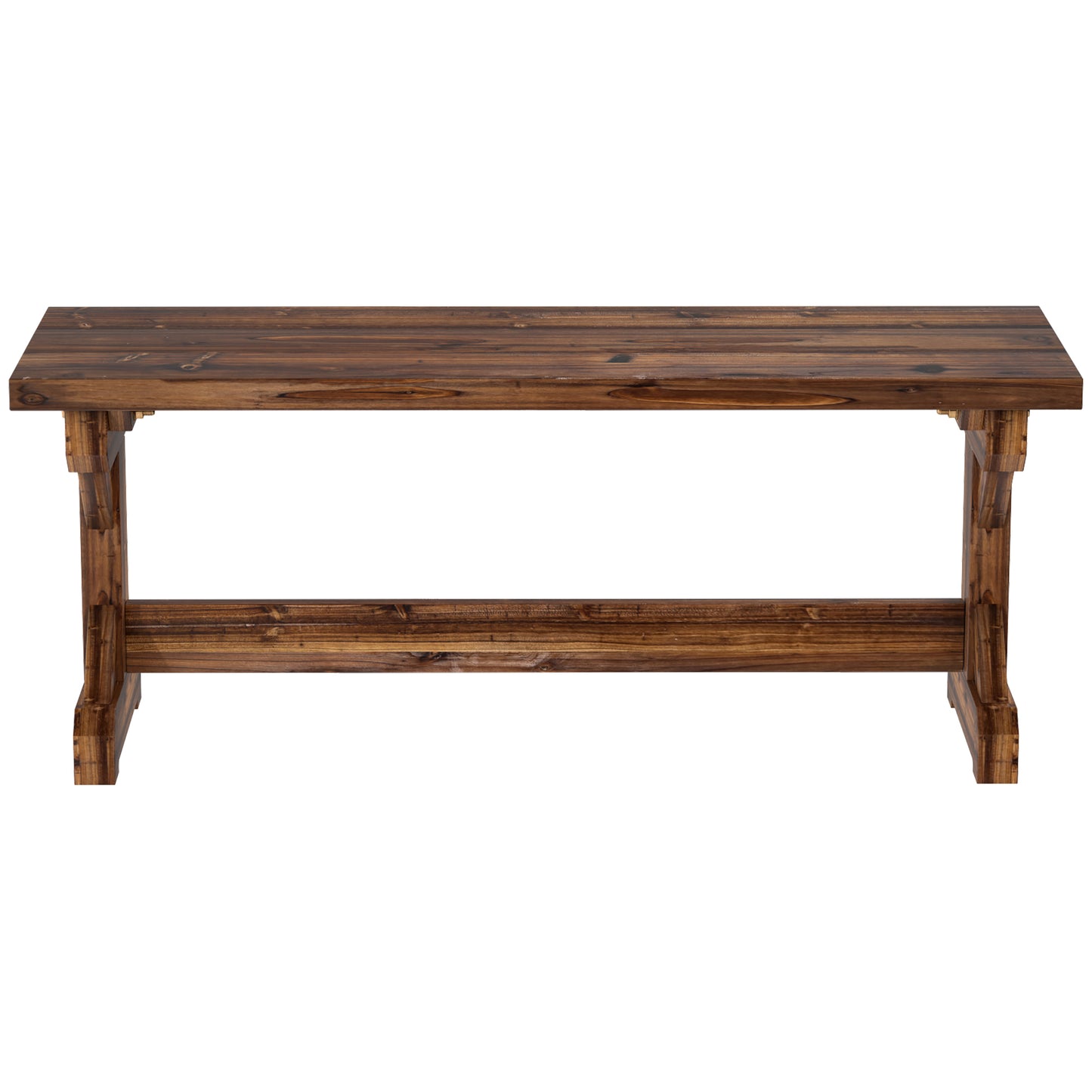 Outsunny Banco De Jardín De Madera Rústico De 2 Plazas 114x40x46 Cm Carbonizado_3