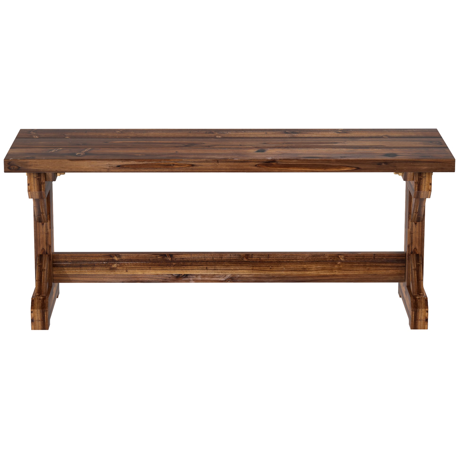 Outsunny Banco De Jardín De Madera Rústico De 2 Plazas 114x40x46 Cm Carbonizado_3