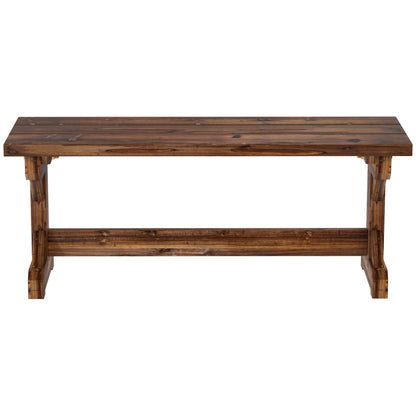 Outsunny Banco De Jardín De Madera Rústico De 2 Plazas 114x40x46 Cm Carbonizado_3