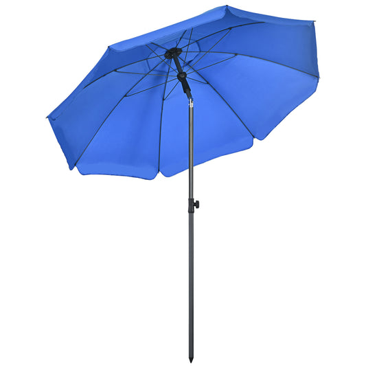 Outsunny Sombrilla De Playa Grande Ø180 Cm Con Ángulo Ajustable Azul_0