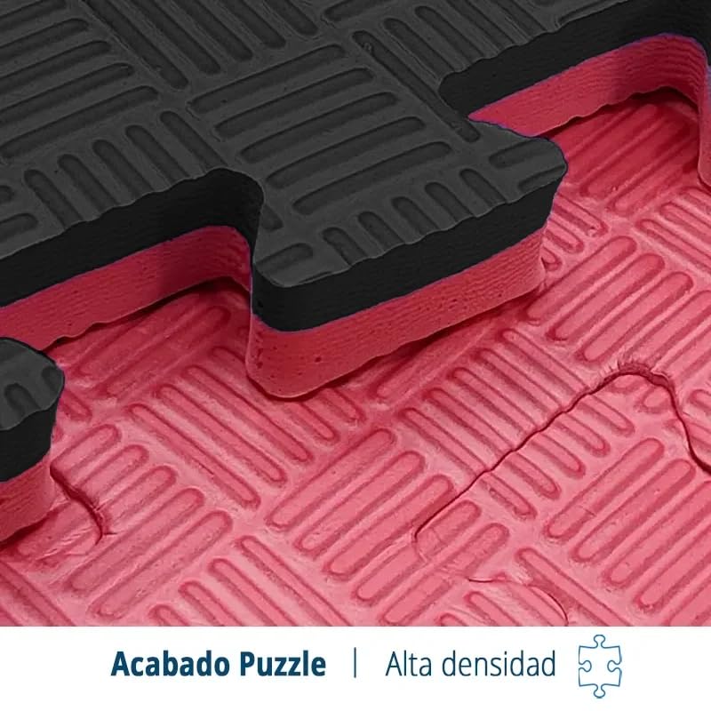 Artatami® Tatami Puzzle 1x1x25 Mm Rojo - Negro Pack Ahorro【24 Unidades】gimnasios - Fitness - Pilates - Yoga_5