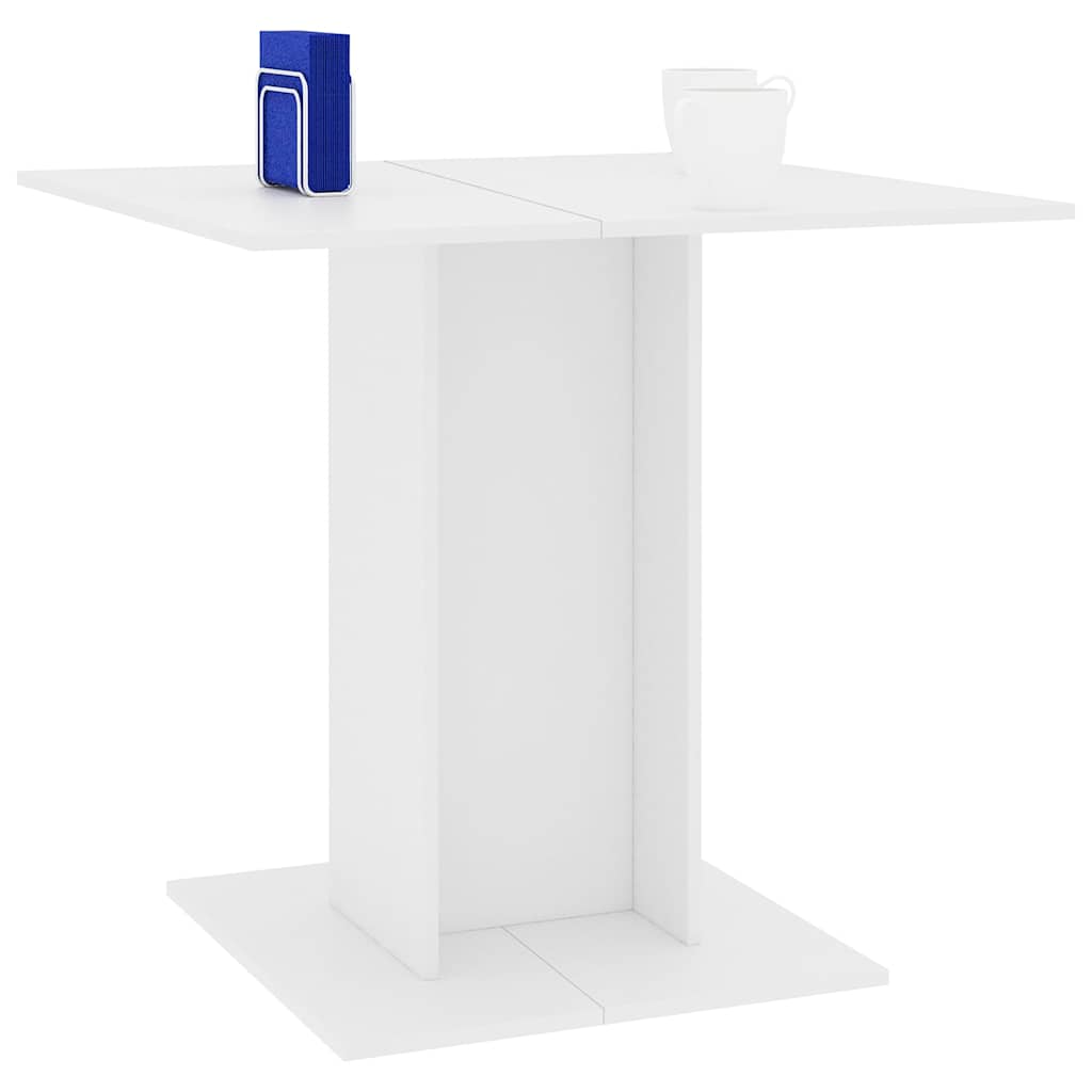 Mesa De Comedor De Madera Contrachapada Blanco 80x80x75 Cm_3