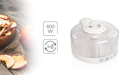 Deshidratador Alimentos, 5 Bandejas, 3 Niveles Temperatura, Seca Frutas, Verduras, Carne, Sin Bpa Mpm Msg-02 Transparente