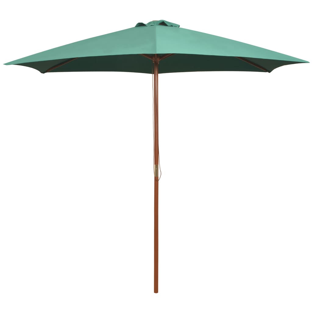 Vidaxl Sombrilla Con Palo De Madera Verde 270x270 Cm_0