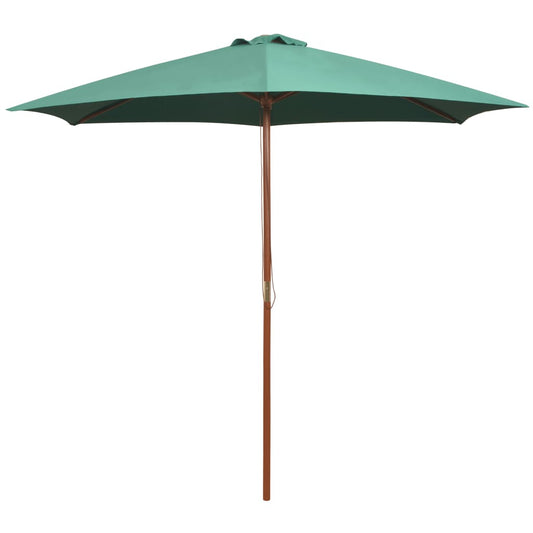Vidaxl Sombrilla Con Palo De Madera Verde 270x270 Cm_0