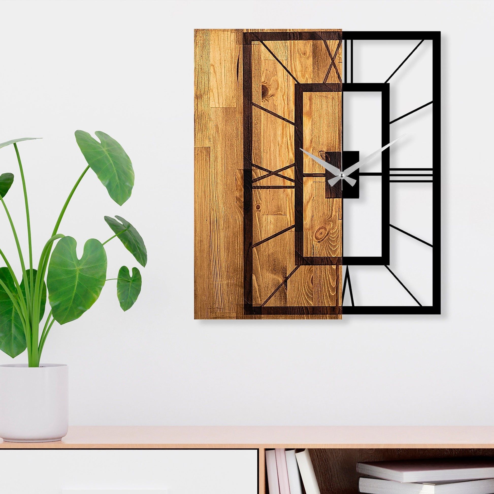 Reloj De Pared Madera Cuadrado