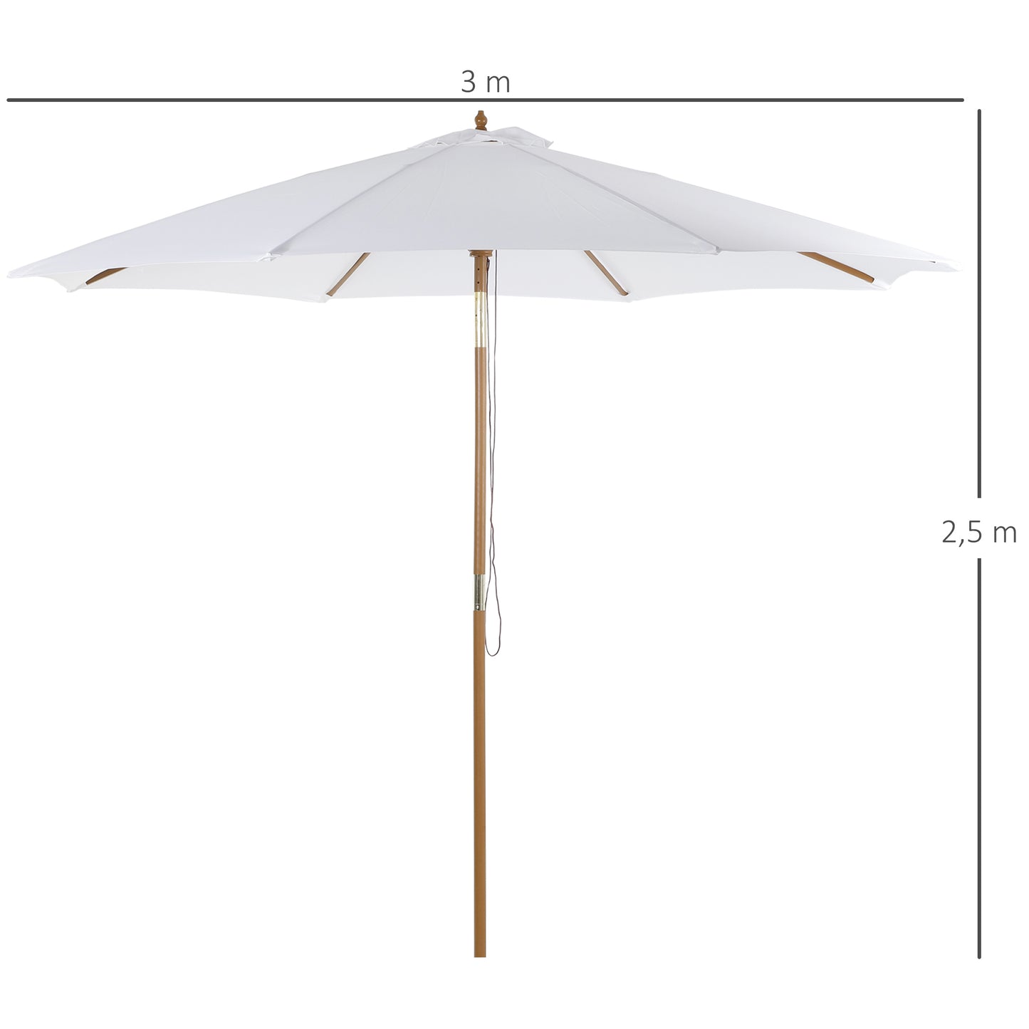 Outsunny Parasol Grande De Patio Y Piscina Ángulo Regulable Poliéster Φ300x250cm_2