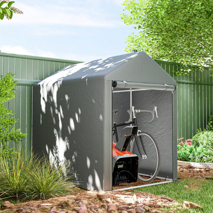 Outsunny Carpa De Jardín Para Herramientas Bicicletas Motos 1,2x1,8x1,65 M Gris_1