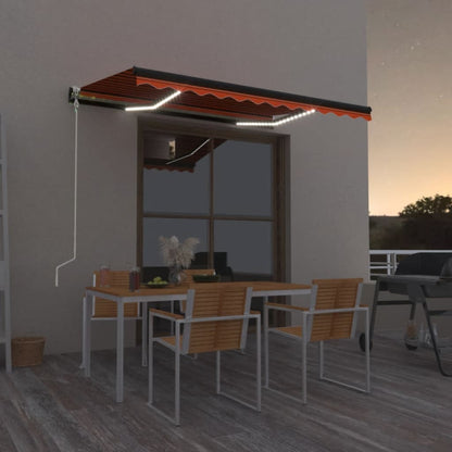 Toldo Automático Led Sensor De Viento Naranja Marrón 400x300 Cm_1
