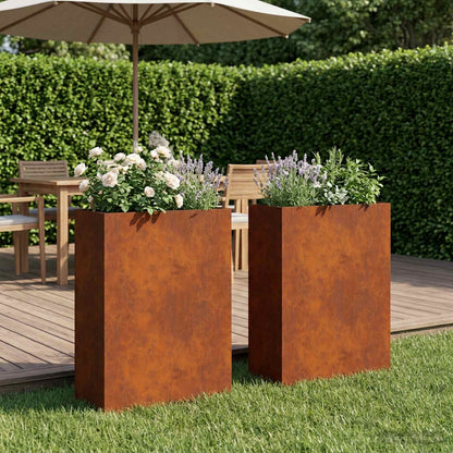 Macetero De Jardín 2 Uds. Oxidado 40 X 20 X 75 Cm Acero Oxidado_1