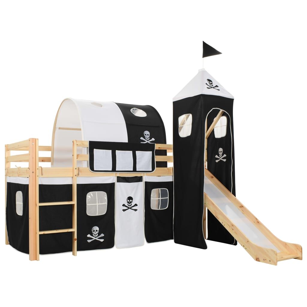 Vidaxl Cama Alta Para Niños Tobogán Y Escalera Madera Pino 97x208 Cm_0