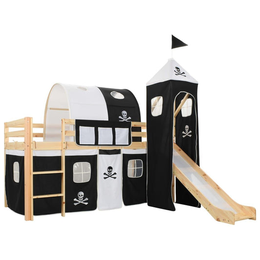 Vidaxl Cama Alta Para Niños Tobogán Y Escalera Madera Pino 97x208 Cm_0