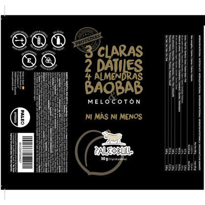 Barrita energética de melocotón, dátiles y almendras Paleobull Muscle Bar 50 g