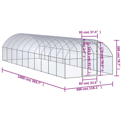 Vidaxl Gallinero De Exterior De Acero Galvanizado 3x10x2 M_2