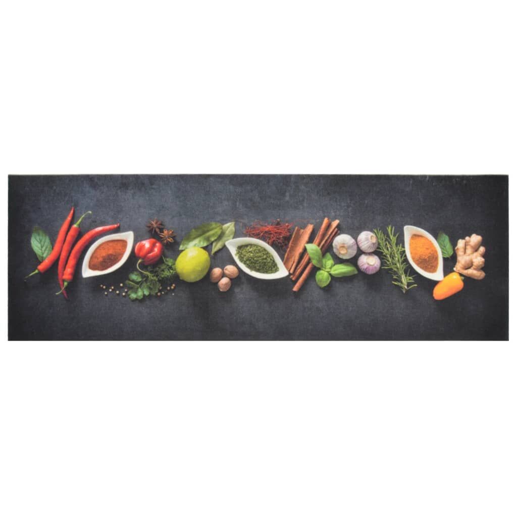 Vidaxl Alfombra De Cocina Lavable Terciopelo Dibujo Especias 60x180 Cm_1