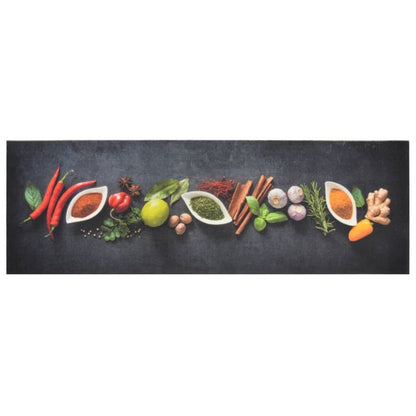 Vidaxl Alfombra De Cocina Lavable Terciopelo Dibujo Especias 60x180 Cm_1