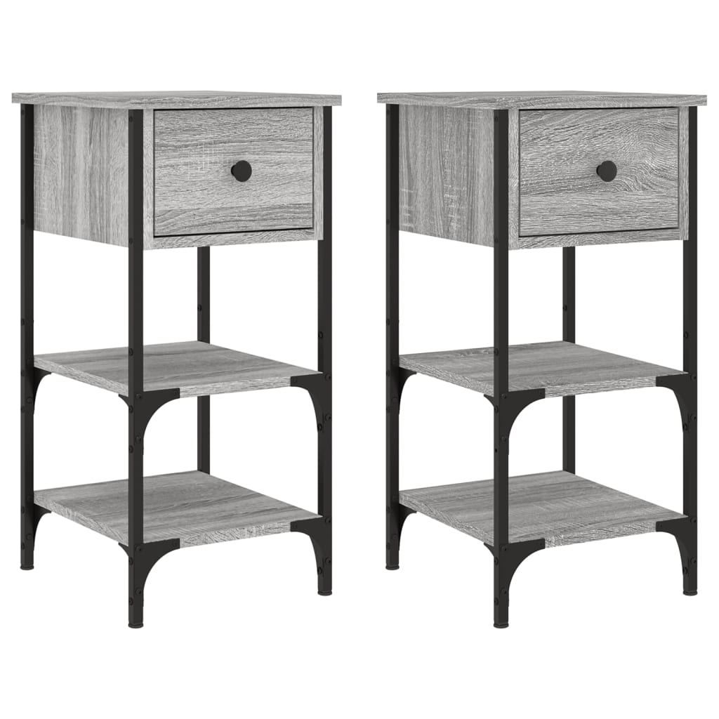 Mesitas Noche 2 Uds Madera Ingeniería Gris Sonoma 34x36x70 Cm_0