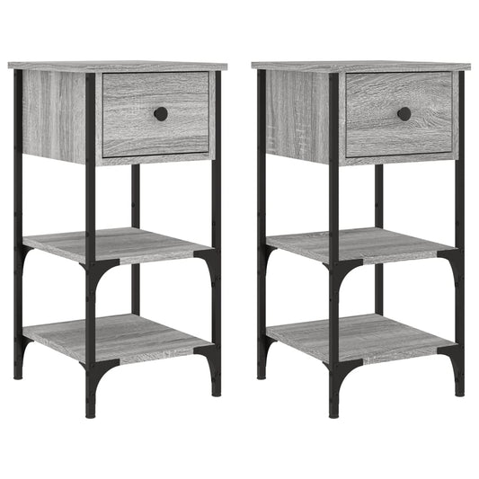 Mesitas Noche 2 Uds Madera Ingeniería Gris Sonoma 34x36x70 Cm_0