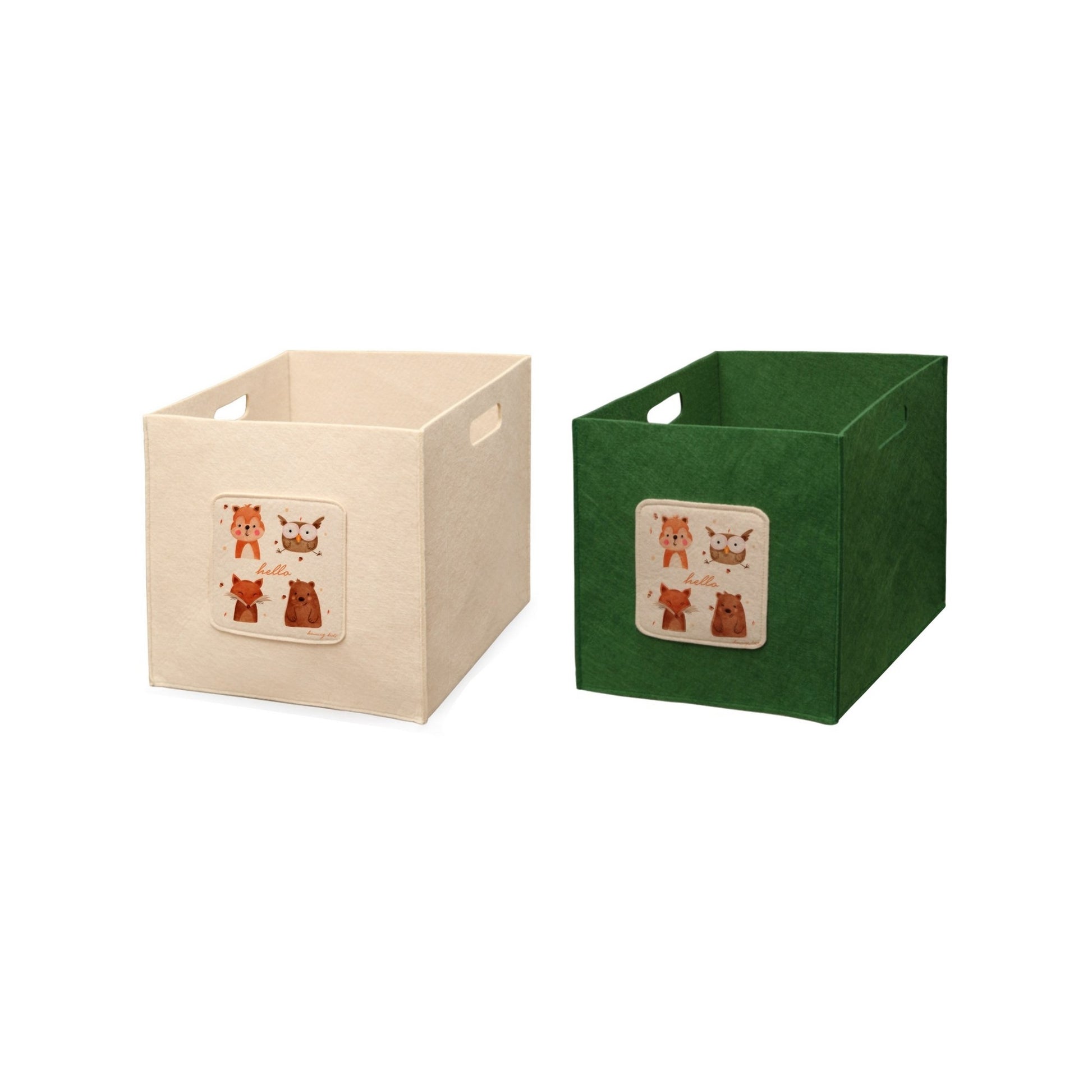 Organizador Infantil Con Asas Verde Y Crema_0