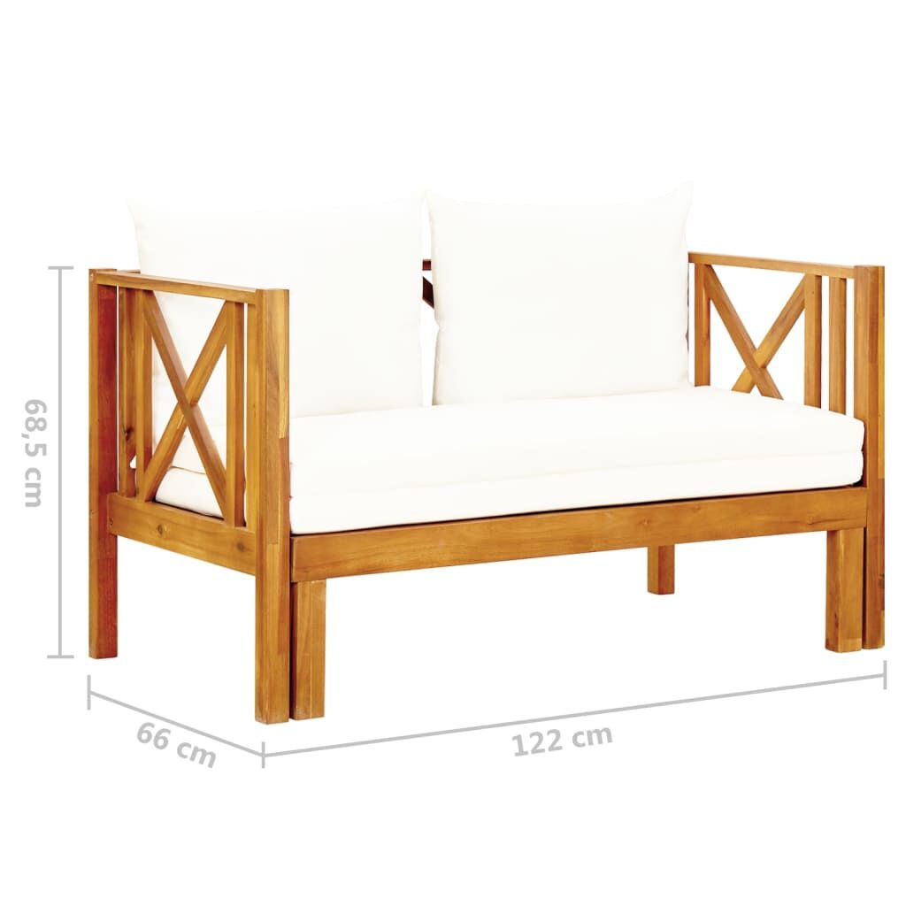 Vidaxl Banco De Jardín 2 Plazas Con Cojines Madera Maciza Acacia 122cm_2