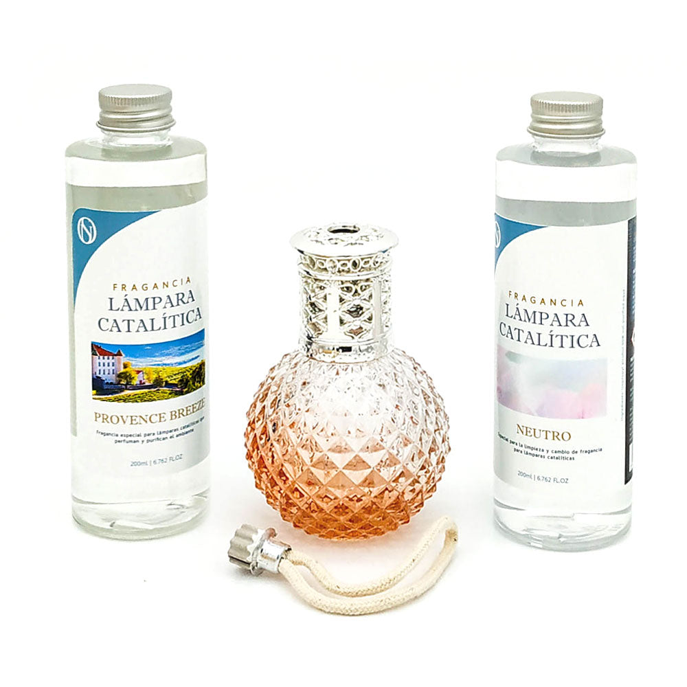 Pack Lámpara Catalítica Orange Diamonds + Fragancia Provence Breeze 500ml + Limpiador Neutro 200ml + Mecha Repuesto_0