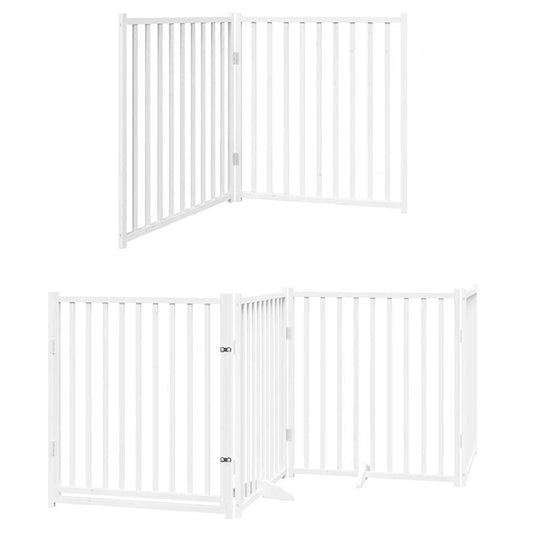 Vidaxl Puerta De Perros Plegable 12 Paneles Madera Álamo Blanca 960 Cm_0