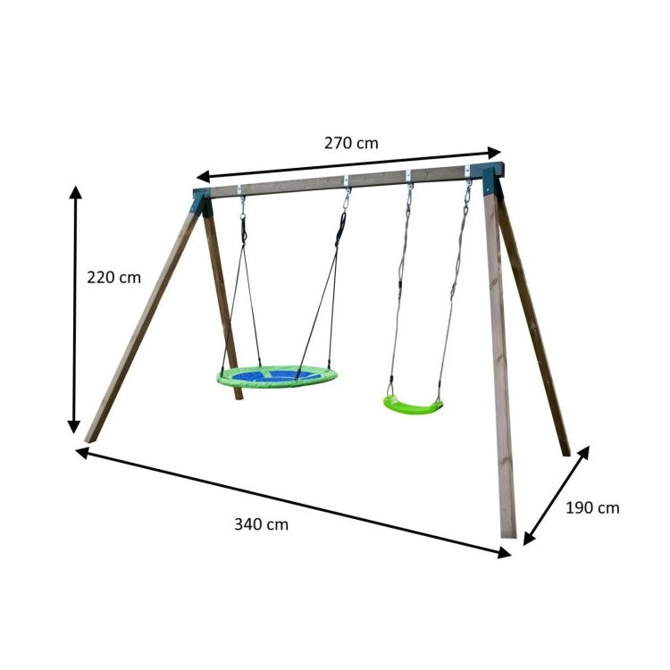 Columpio Triple De Madera Cuadrada Masgames Akina Xl.