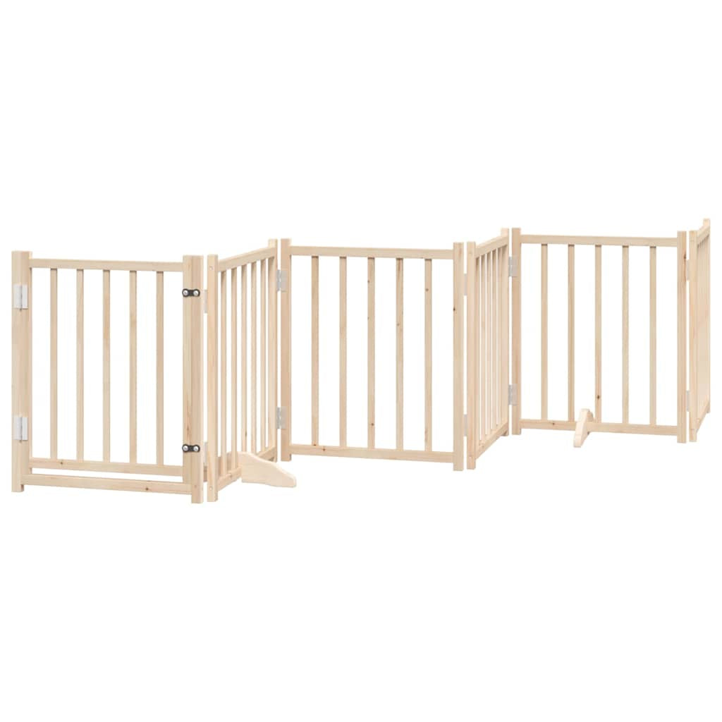 Vidaxl Puerta Para Perros Plegable 6 Paneles Madera De Álamo 300 Cm_0