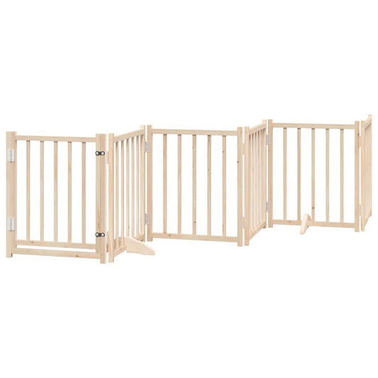 Vidaxl Puerta Para Perros Plegable 6 Paneles Madera De Álamo 300 Cm_0
