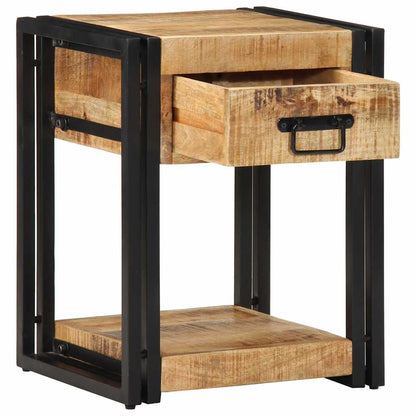 Mesita De Noche Madera Maciza De Mango 40x35x50 Cm_0