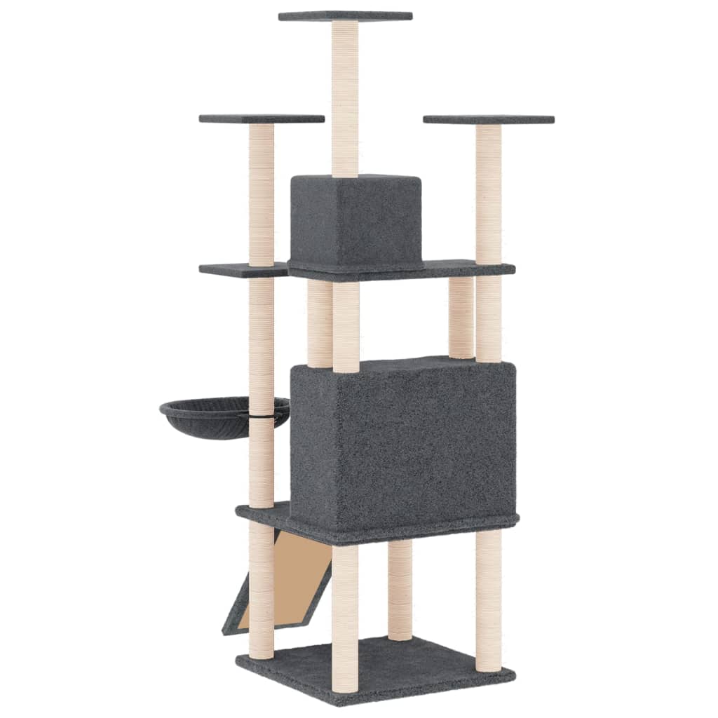 Rascador Para Gatos Con Postes De Sisal Gris Oscuro 154 Cm_4