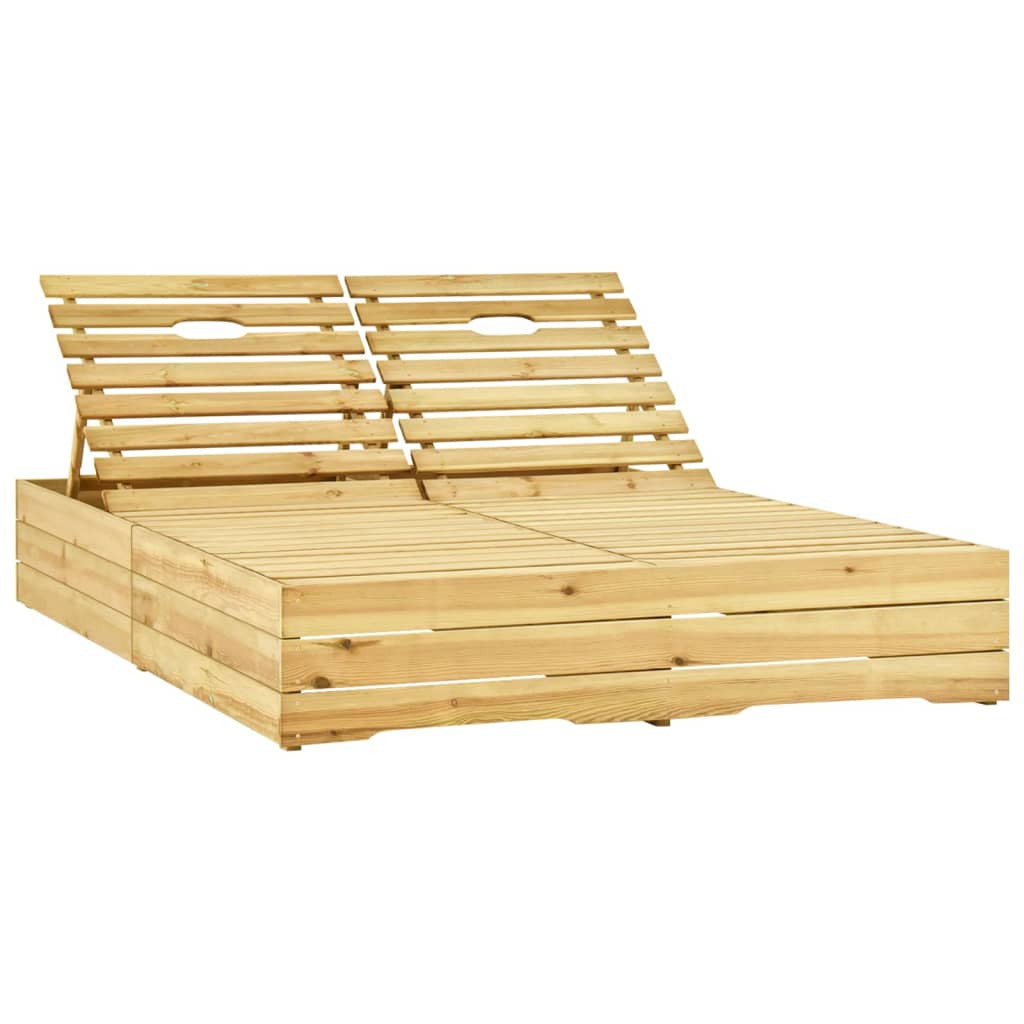 Vidaxl Tumbona Doble Y Cojines Beige Madera Pino Impregnada_1