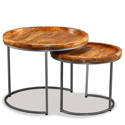 Set De Mesas Auxiliares 2 Uds Madera Maciza De Mango_1