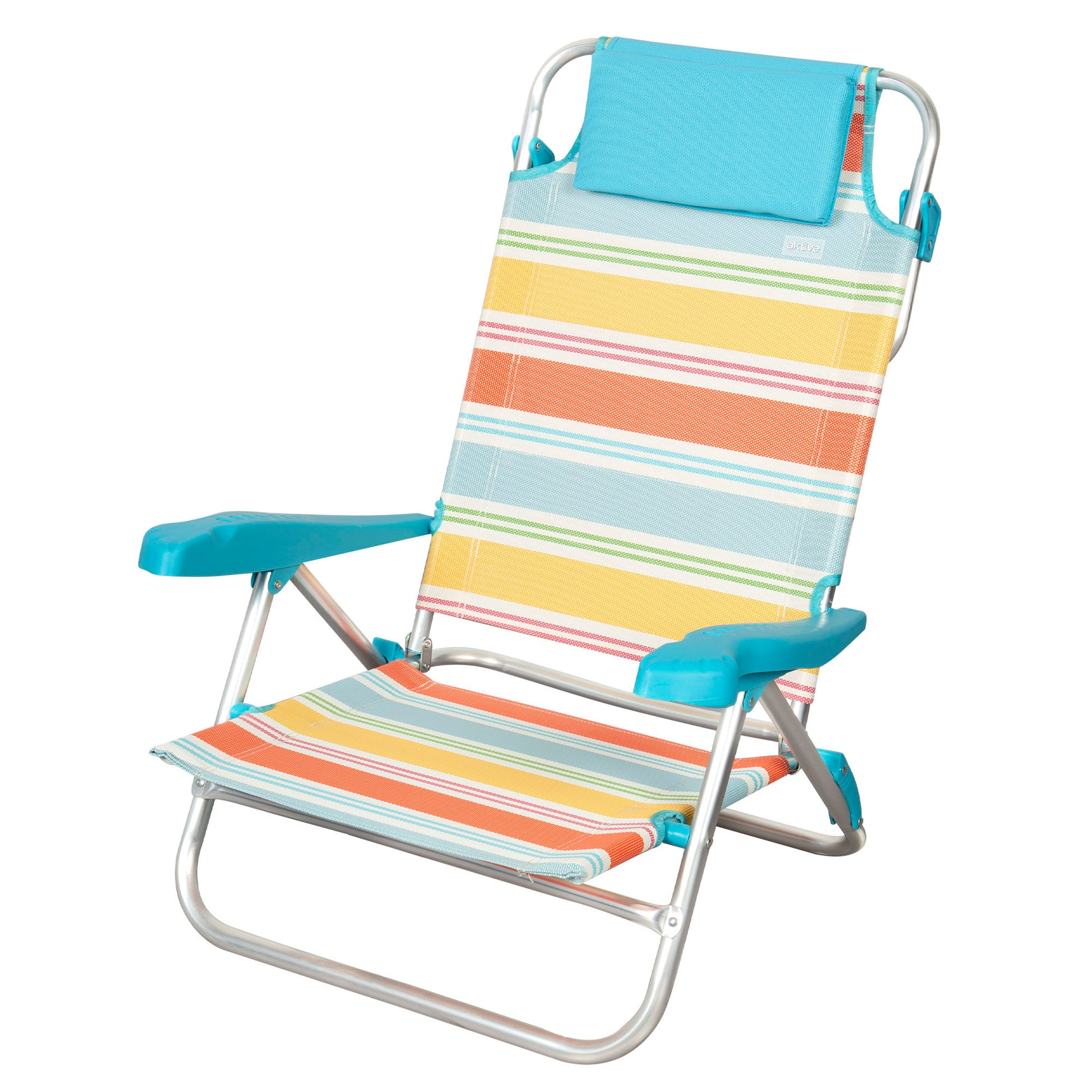 Aktive Silla Plegable De Playa Rayas Multicolor 7 Posiciones, Estructura De Aluminio Y Cojín_0