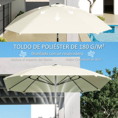 Outsunny Sombrilla De Terraza Exterior 233x233 Cm Con Ángulo Ajustable Crema_4