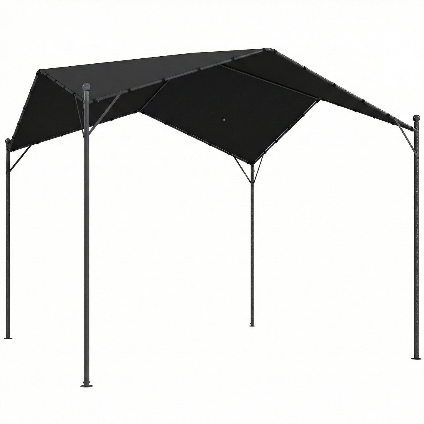 Outsunny Pérgola De Jardín 3x3 M Con Techo Inclinado Y Dosel Upf30+ Gris Oscuro_0