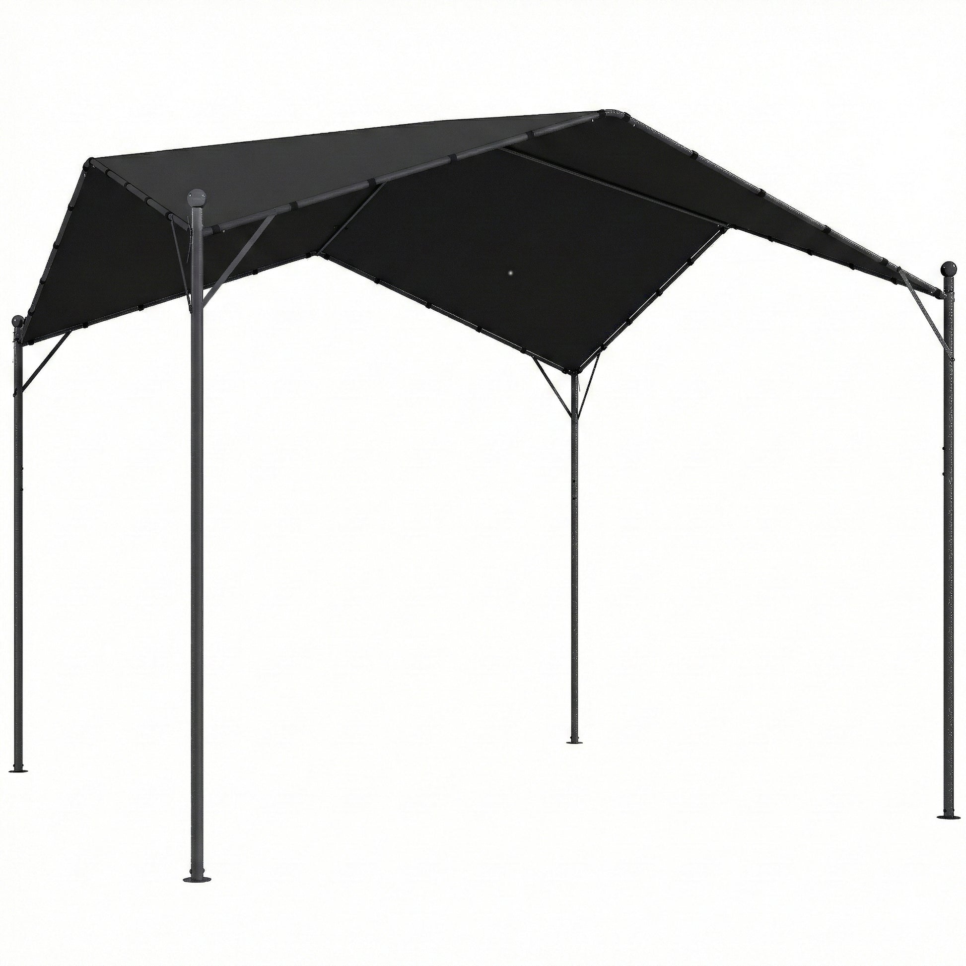 Outsunny Pérgola De Jardín 3x3 M Con Techo Inclinado Y Dosel Upf30+ Gris Oscuro_0