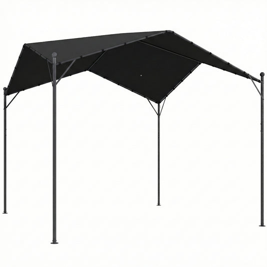 Outsunny Pérgola De Jardín 3x3 M Con Techo Inclinado Y Dosel Upf30+ Gris Oscuro_0
