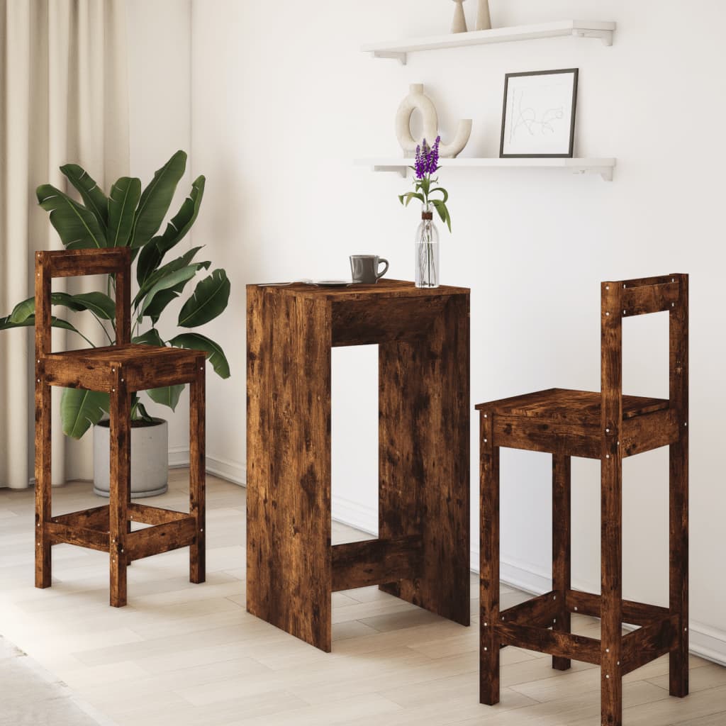 Mesa Alta De Bar Madera Ingeniería Roble Ahumado 51x50x103,5 Cm_1