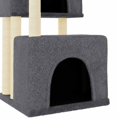 Rascador Para Gatos Con Postes De Sisal Gris Oscuro 122 Cm_5
