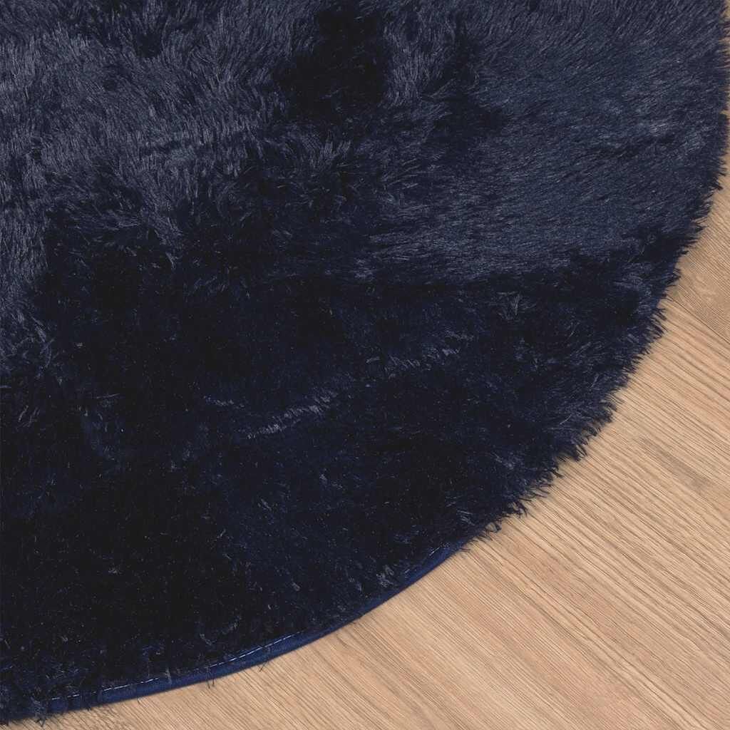 Vidaxl Alfombra De Pelo Largo Navarra Azul Marino 160x160 Cm Poliéster_3