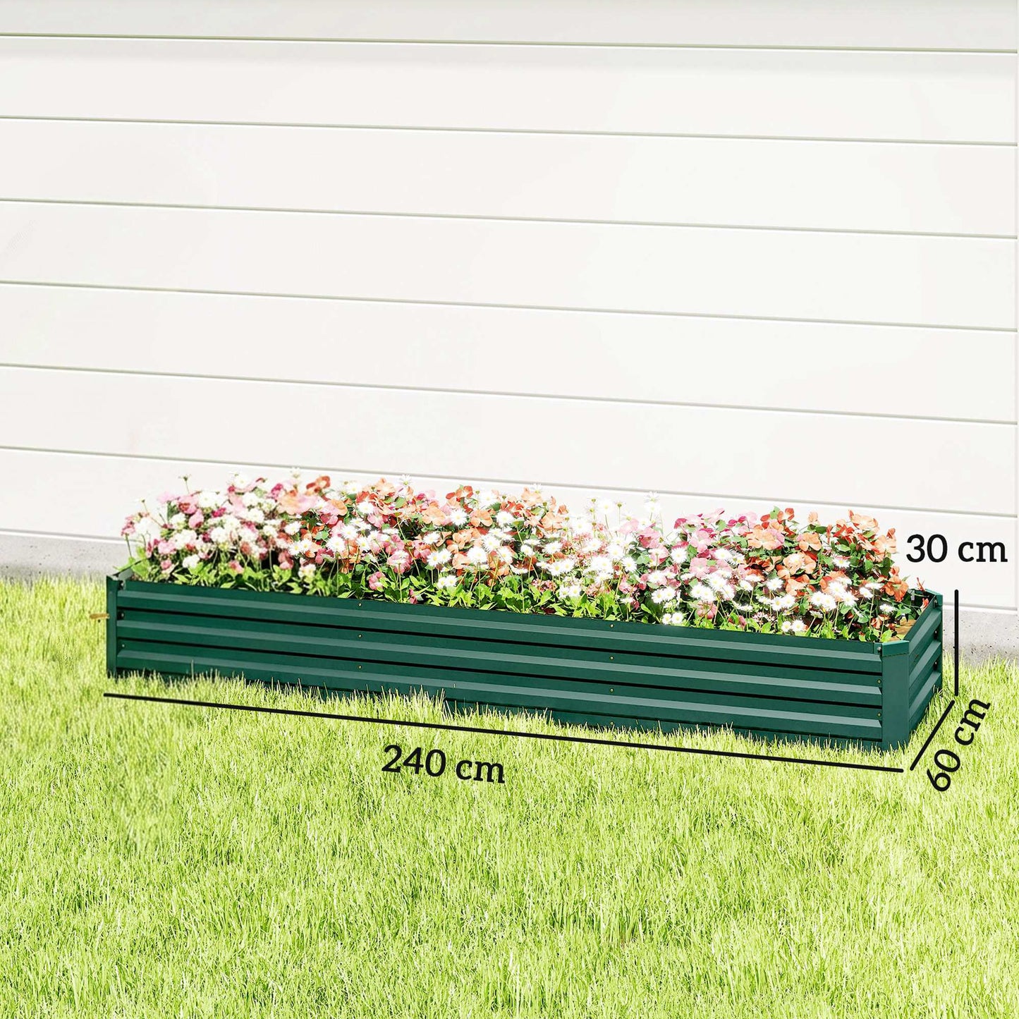 Outsunny Jardinera Exterior Grande Rectangular De Acero Galvanizado 240x60x30 Cm_2