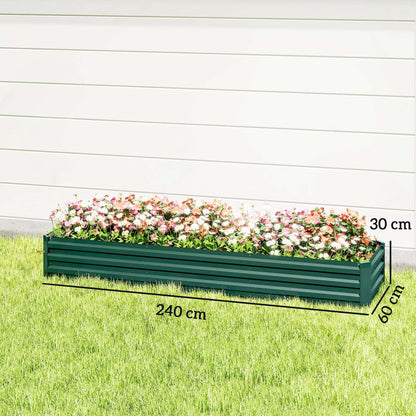 Outsunny Jardinera Exterior Grande Rectangular De Acero Galvanizado 240x60x30 Cm_2