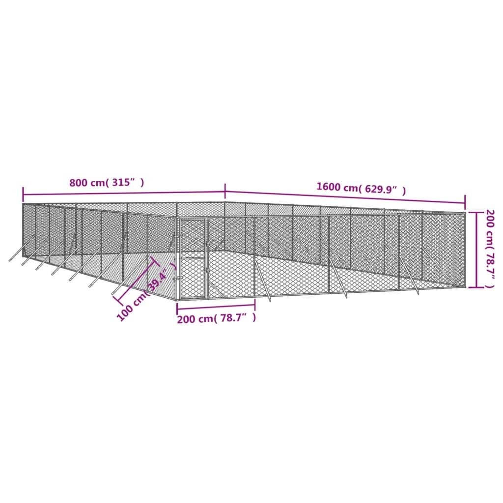 Vidaxl Perrera De Exterior Acero Galvanizado Plateado 8x16x2 M_3