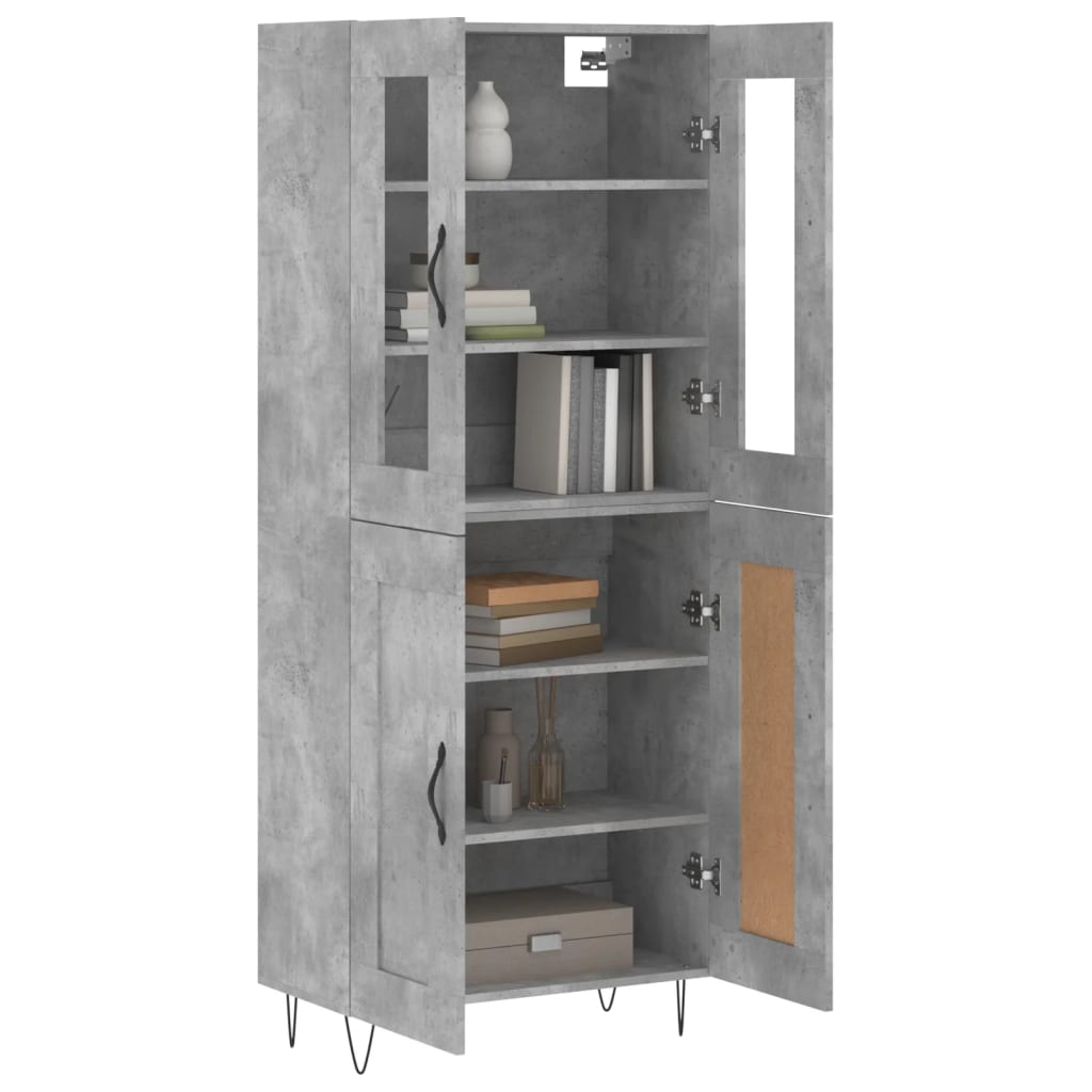 Aparador Alto Madera Contrachapada Gris Hormigón 69,5x34x180 Cm_2