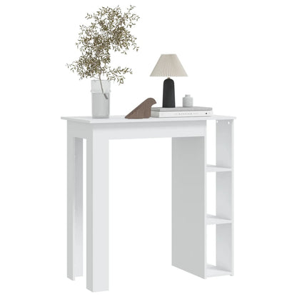Mesa Bar Con Estante Madera Contrachapada Blanco 102x50x103,5cm_3