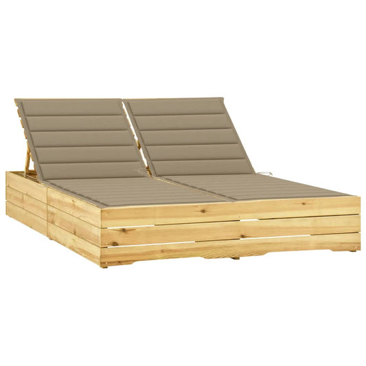 Vidaxl Tumbona Doble Y Cojines Beige Madera Pino Impregnada_0